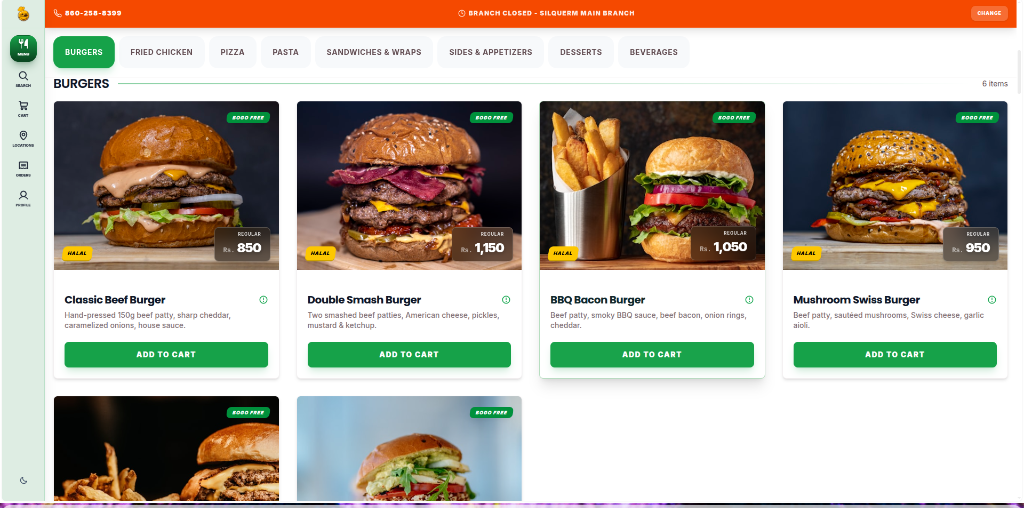 SilqueRM Storefront Ordering Landing Page